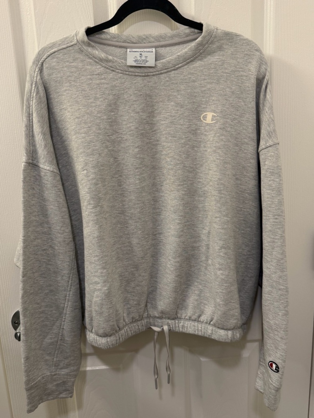 Champion Light Gray Drawcord Crewneck Sweatshirt